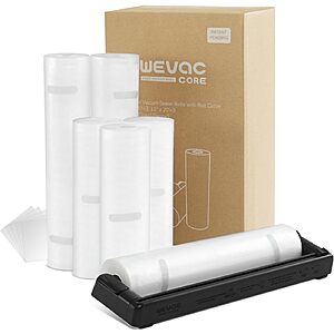 Prime: 6-Count Wevac Leakproof Food Storage Vacuum Sealer Rolls w/ Dispenser (3x 11"x20' & 3x 8"x20') $9.10 w/ S&S + Free Shipping