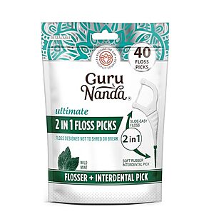 40-Count GuruNanda 2-in-1 Dental Floss Picks (Wild Mint Flavor) 4 for $3.60 w/ Subscribe & Save