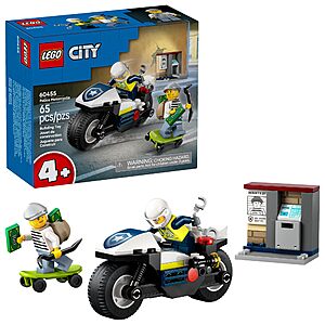 65-pc LEGO City Police Motorcycle Chase Building Toy (60455) $6.70