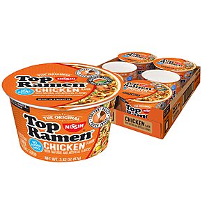 6-Pack 3.42-Oz Nissin Top Ramen Bowl Ramen Noodle Soup (Chicken) $2 & More