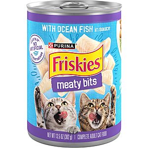 12-pk 13.5-oz Purina Friskies Meaty Bits w/ Ocean Fish in Sauce Wet Cat Food $16.80 w/ Subscribe & Save