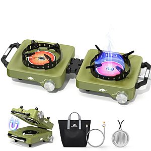 2-Burner 30,000 BTU Rhino Valley Propane Folding Camp Stove w/ Wind Grates, Frying Pan and Carry Case from $55.91 + Free Shipping