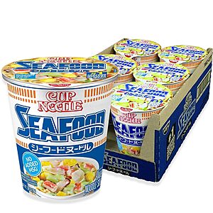 6-Pack 2.68-Oz Nissin Cup Noodles Ramen Noodle Soup (Seafood) $11.15 w/ Subscribe & Save