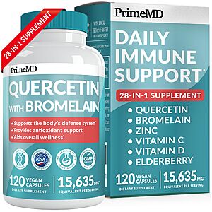 PrimeMD 28-in-1 Quercetin w/ Bromelain Supplement for Daily Immune Defense Support w/ Zinc, Vitamin C, Vitamin D & Elderberry (120-ct) $8.97 w/ S&S + FS w/ Prime