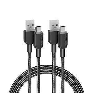 2-Pack 6' Anker USB-A to USB-C 15W Braided Charger Cables (Black) $7 + Free Shipping w/ Prime or $35+ Orders
