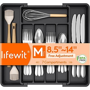 Prime Members: Lifewit Expandable Silverware / Utensil Kitchen Drawer Organizer $3 + Free Shipping