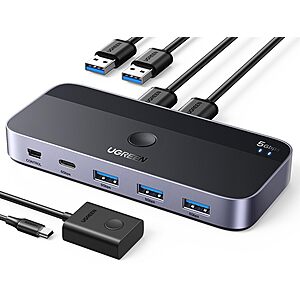 UGREEN USB 3.0 Switch 2 Computers Sharing USB C & A Devices (Black) $35.14 + Free Shipping