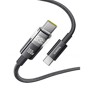 6.6' Baseus USB C 100W 5A Fast Charger Cable w/ LED Display $9