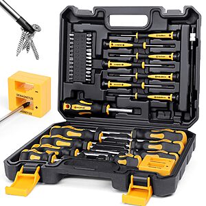 43-pc Amartisan Magnetic Screwdrivers Set w/ Case (Yellow) $16.65