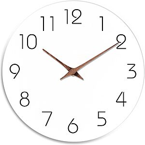 8" Mosewa Silent Non-Ticking Battery Operated Wall Clock (White) $5