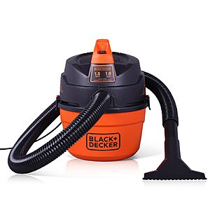 $38.69: BLACK+DECKER Shop Vacuum Wet and Dry, Small Shop Vac with Accessories, 1 Gallon 1.5 Peak HP, Wall Mount Mini Vacuum for Garage, Home and Pet, 60CFM (BDXV18101P-1H)